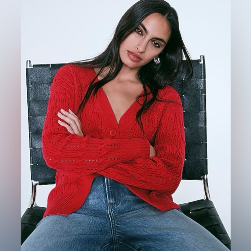 NWOT Express Relaxed V-Neck Cable Knit Cardigan - Size XS